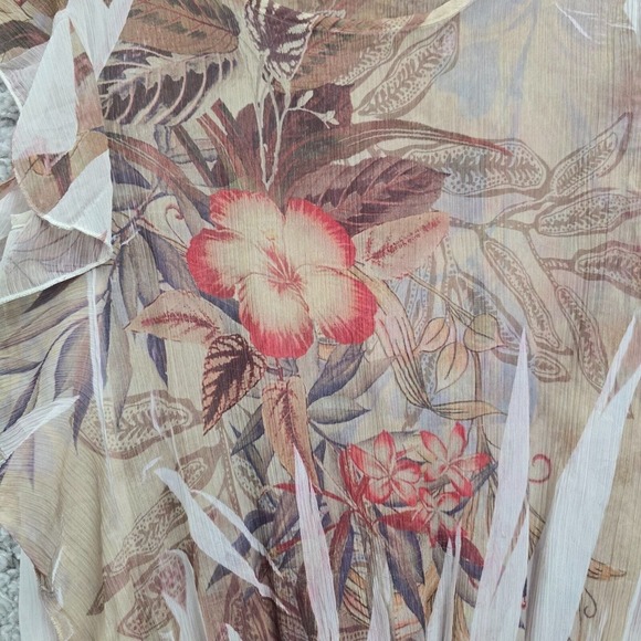 Charlotte Russe Floral Ruffle Top Womens Large Earthy Boho Mesh Peplum Blouse - Picture 4 of 11